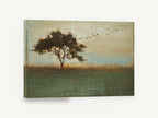 Tree and Migrating Birds, lone tree birds landscape painting, floral canvas wall art print ready to hang