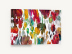 Petal Drift, abstract floral red yellow teal painting, floral canvas wall art print ready to hang