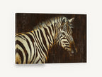 Zebra in Dark Amber, zebra portrait textured illustration, animal canvas wall art print ready to hang