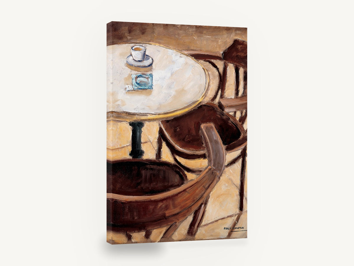 Café Table Trio, café table coffee cup chairs, kitchen canvas wall art print ready to hang