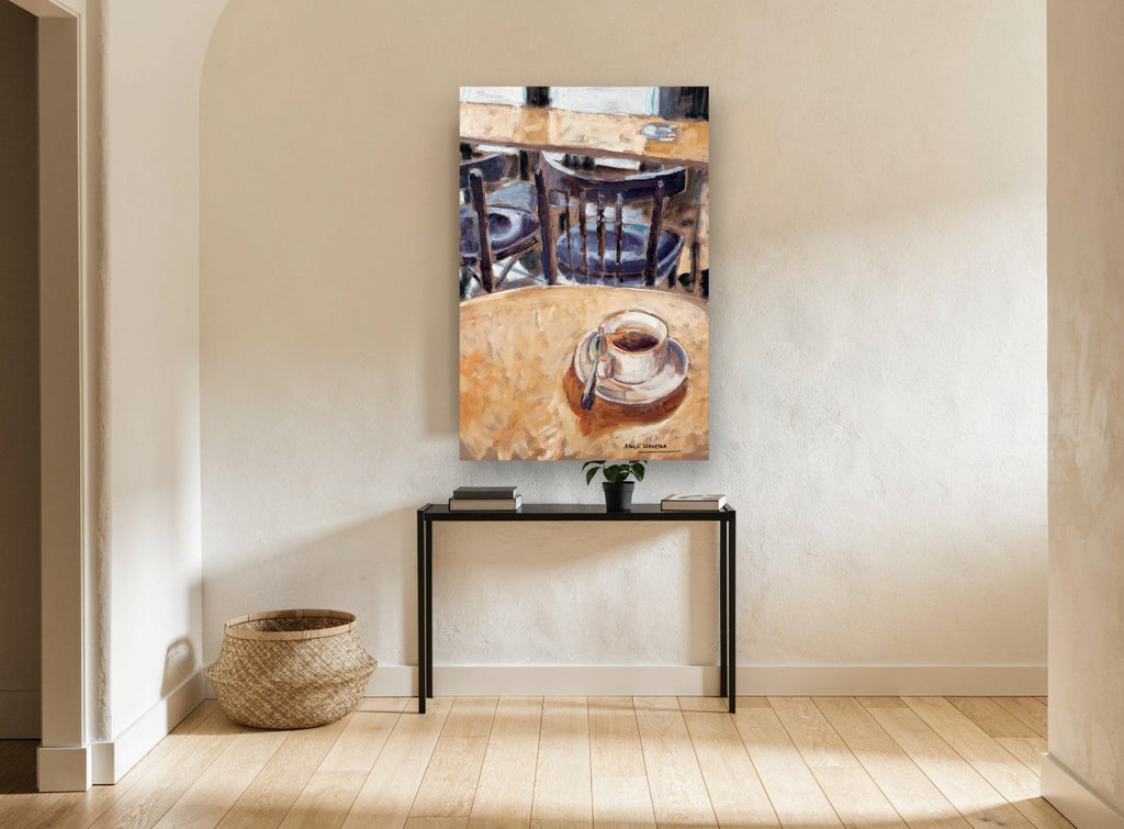 Café Table Morning kitchen canvas print on the wall of a hallway