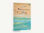 Sand and Swimmers Above, aerial beach swimmers seascape painting, coastal canvas wall art print ready to hang