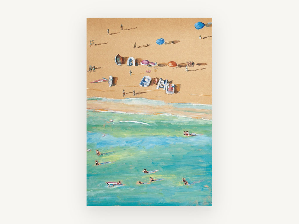 Sand and Swimmers Above, coastal canvas wall art print, front view