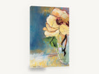 Cream Bloom in Glass, cream rose in glass vase mixed media, floral canvas wall art print ready to hang