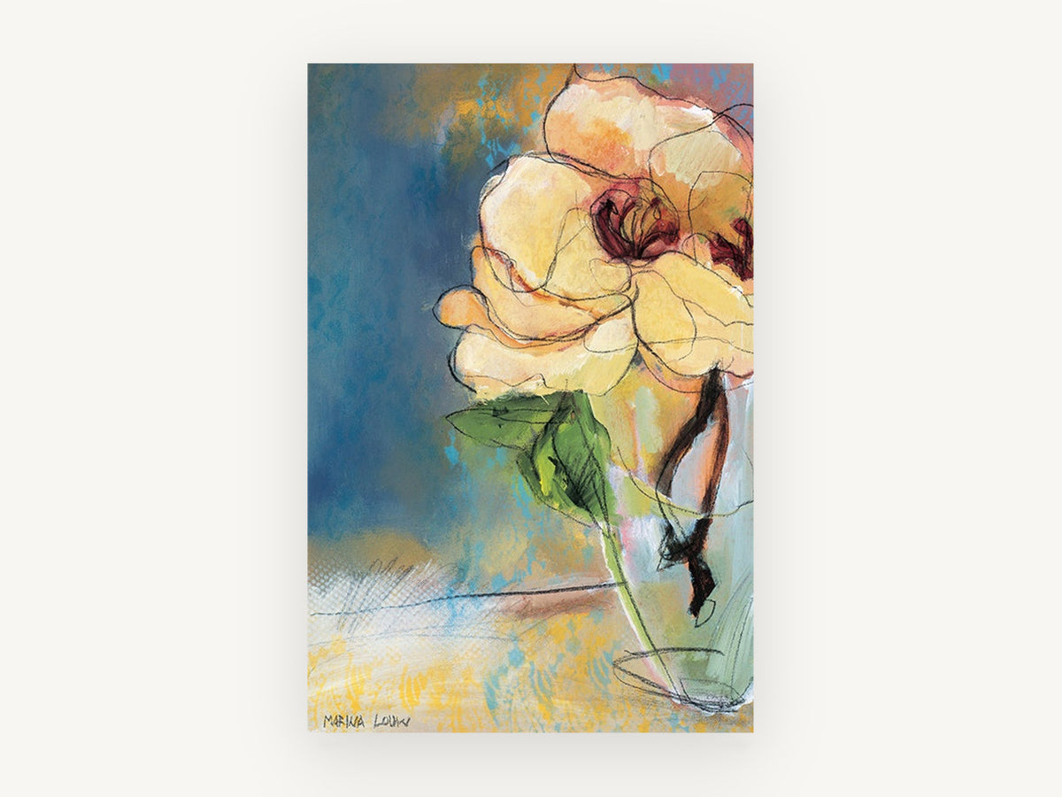 Cream Bloom in Glass, floral canvas wall art print, front view