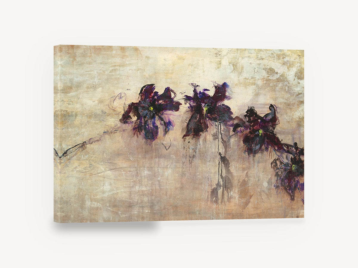 Violet Orchid Drift, dark purple orchids abstract painting, floral canvas wall art print ready to hang
