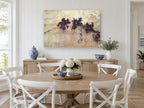 Violet Orchid Drift floral canvas print on the wall of a Hamptons dining room