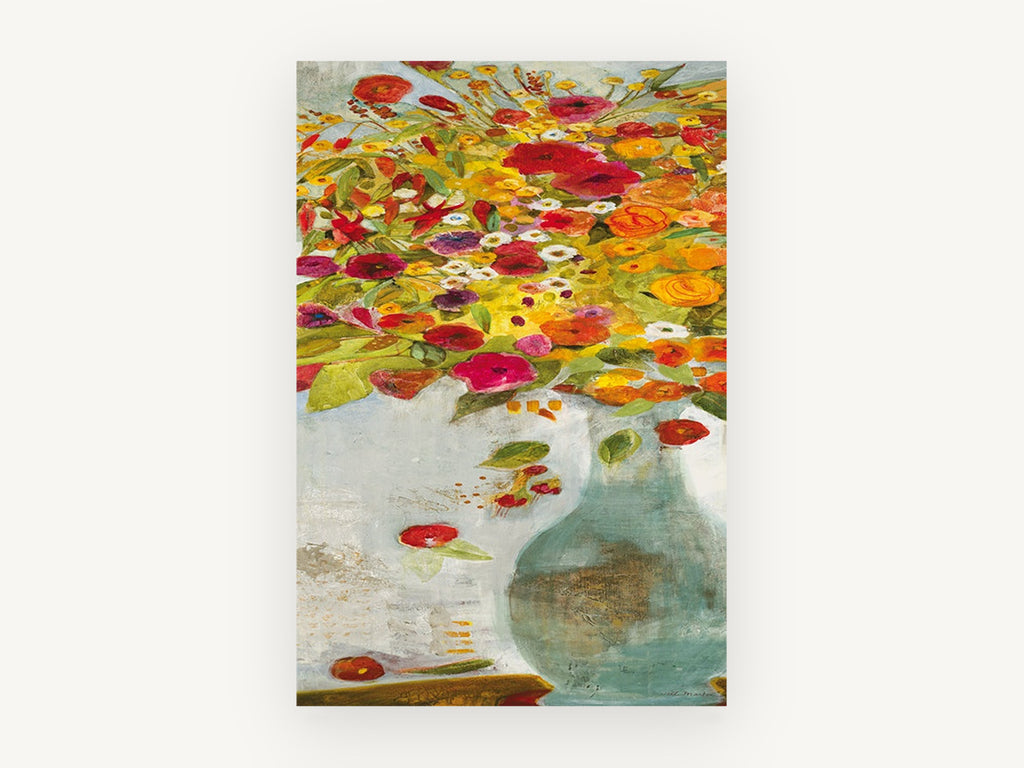 Overflowing Poppy Vase, floral canvas wall art print, front view