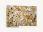 Golden Meadow Drift, yellow orange wildflower meadow painting, floral canvas wall art print ready to hang