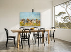 Galloping Mountain Herd animal canvas print on the wall of a dining room