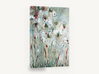Meadow Mist Blooms, abstract wildflower meadow painting style, floral canvas wall art print ready to hang