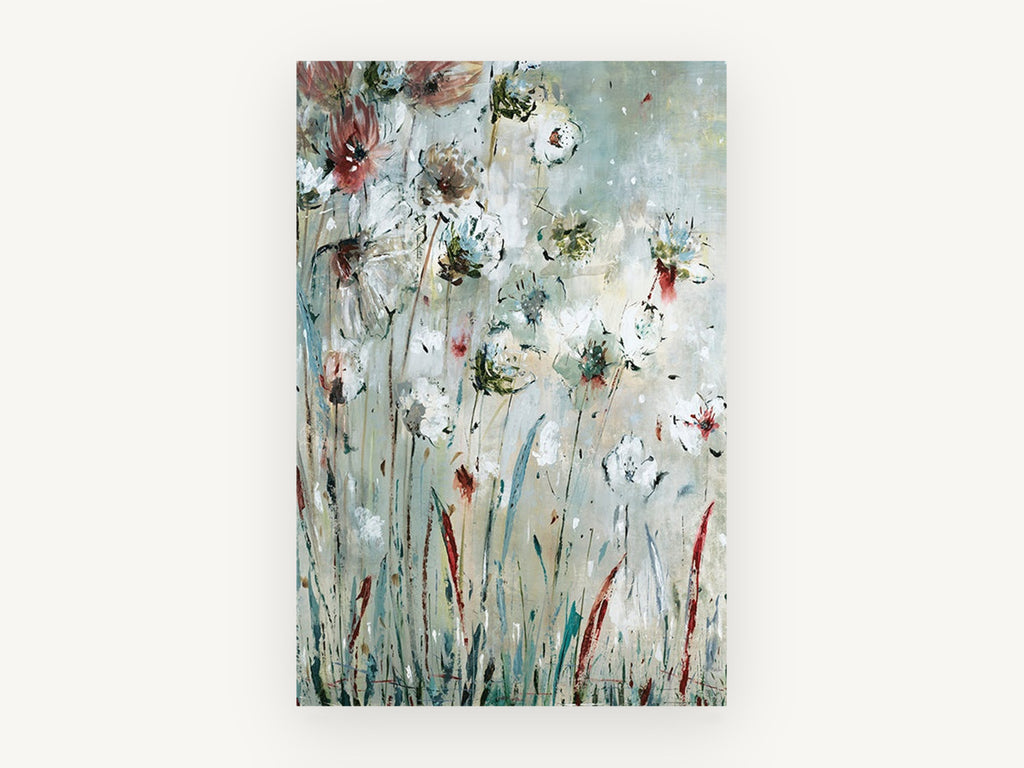 Meadow Mist Blooms, floral canvas wall art print, front view