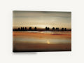 Copper Lake Silhouettes, amber treeline abstract landscape, landscape canvas wall art print ready to hang