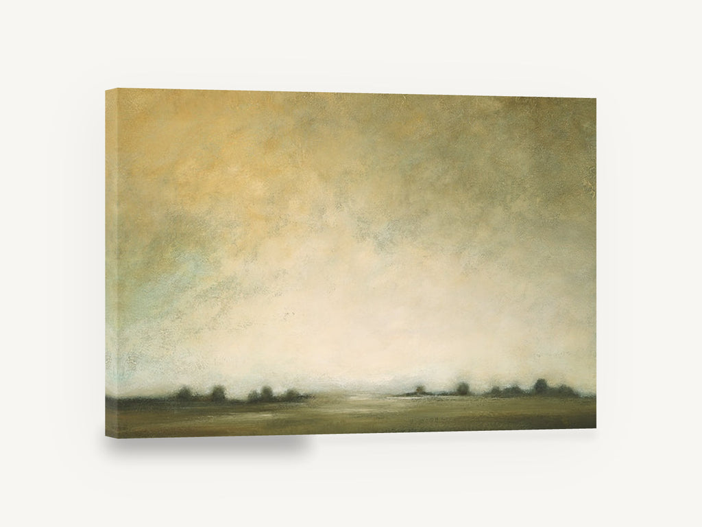 Hazy Horizon Light, hazy treeline abstract landscape painting, landscape canvas wall art print ready to hang