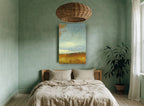 Amber Field Horizon landscape canvas print on the wall of a bedroom