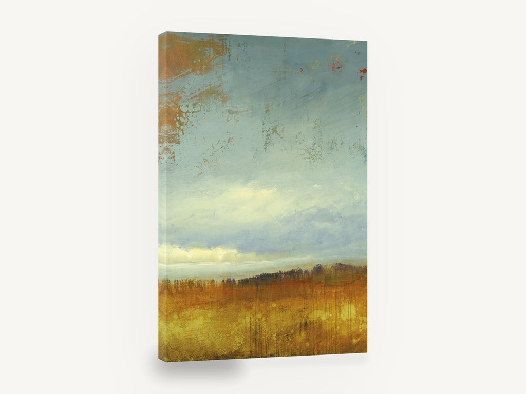Amber Field Horizon, golden field abstract landscape painting, landscape canvas wall art print ready to hang
