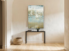 Drifting Sails Haze coastal canvas print on the wall of a hallway