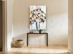 Jubilant Bouquet floral canvas print on the wall of a hallway