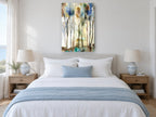 Misty Grove Wash floral canvas print on the wall of a coastal bedroom