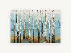 Birch Grove Teal, floral canvas wall art print, front view