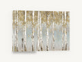 Golden Birch Haze, golden birch trees landscape painting, floral canvas wall art print ready to hang
