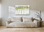 Dappled Canopy Row floral canvas print on the wall of a living room