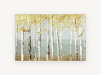Misty Teal Birch Haze, floral canvas wall art print, front view