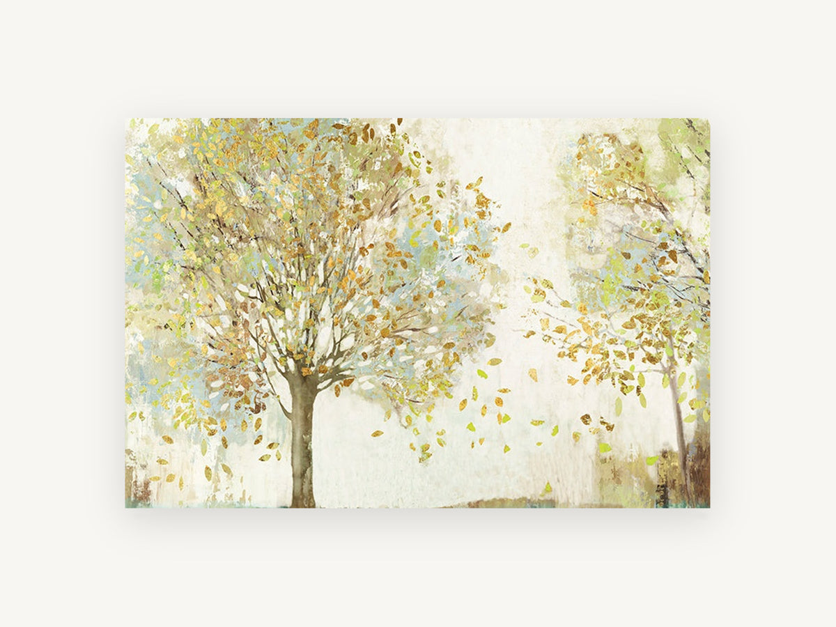 Golden Leaf Fall, floral canvas wall art print, front view