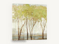 Misty Green Grove, green tree grove abstract landscape, floral canvas wall art print ready to hang