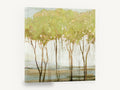 Gilded Green Grove, green gold leaf trees abstract painting, floral canvas wall art print ready to hang