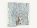 Silver Branch Haze, bare tree branches blue abstract painting, floral canvas wall art print ready to hang