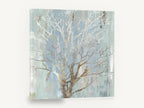 Silver Branch Haze, bare tree branches blue abstract painting, floral canvas wall art print ready to hang