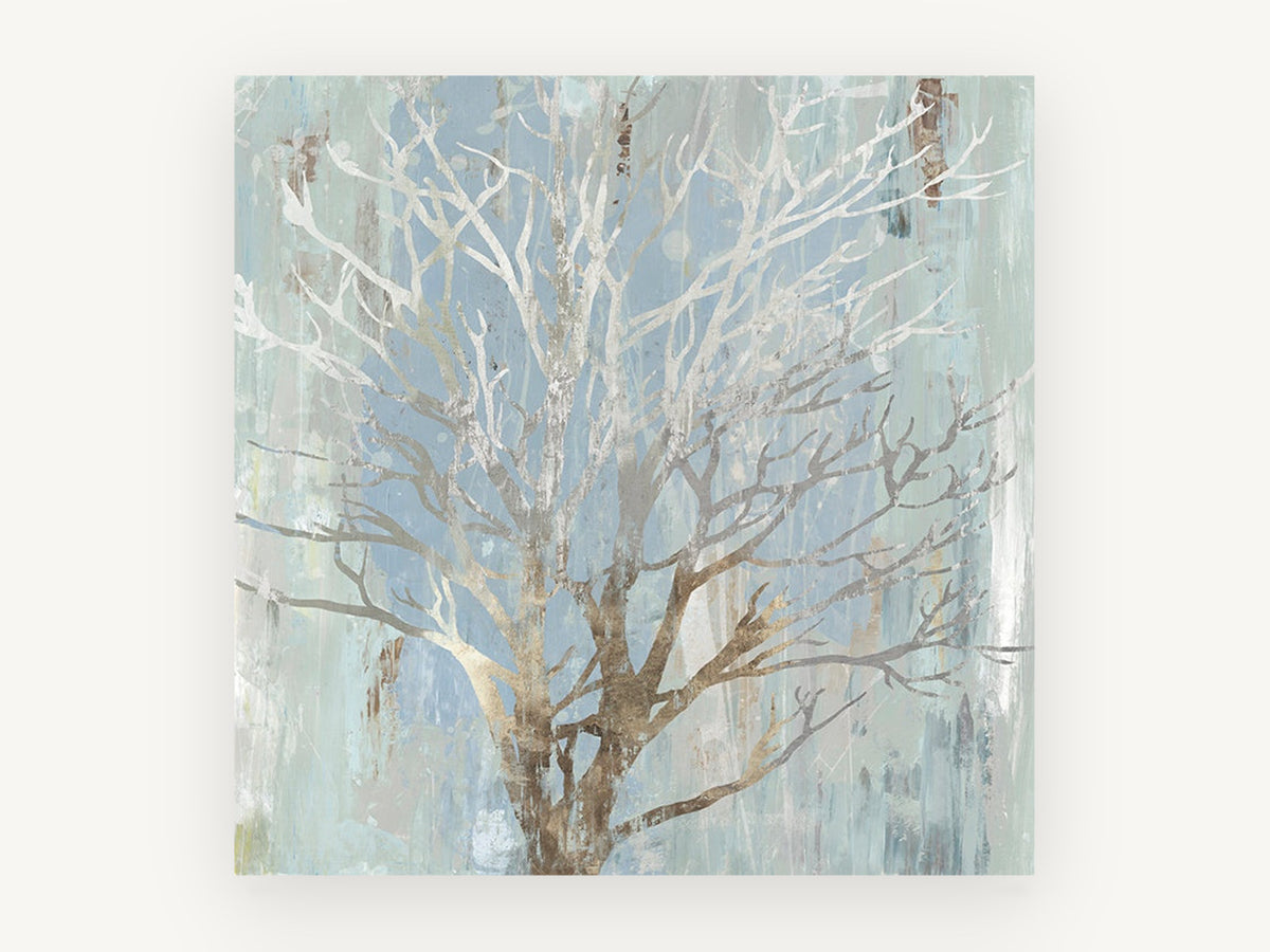 Silver Branch Haze, floral canvas wall art print, front view