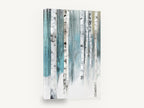 Teal Birch Stand, teal and white birch trees abstract, floral canvas wall art print ready to hang