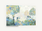 Misty Orchard Light, abstract trees textured landscape painting, floral canvas wall art print ready to hang