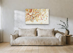 Autumn Leaves Adrift floral canvas print on the wall of a living room