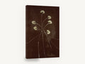 Cocoa Dusk Wildflowers, cream flowers on dark brown botanical, floral canvas wall art print ready to hang