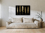 Five Gold Quills animal canvas print on the wall of a living room