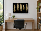 Five Gilded Feathers animal canvas print on the wall of a study