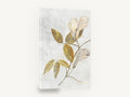 Gilded Pea Blossom Stem, gold leaf blossom botanical illustration, floral canvas wall art print ready to hang