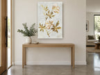 Gilded Cranesbill Stem floral canvas print on the wall of a entry hall