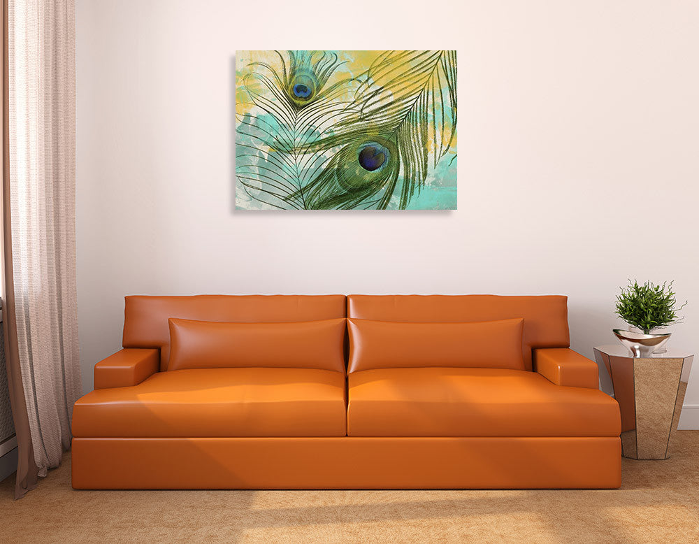 Painted Peacock Wall Art Print on the wall