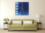 Paris Blue Wall Art Print on the wall
