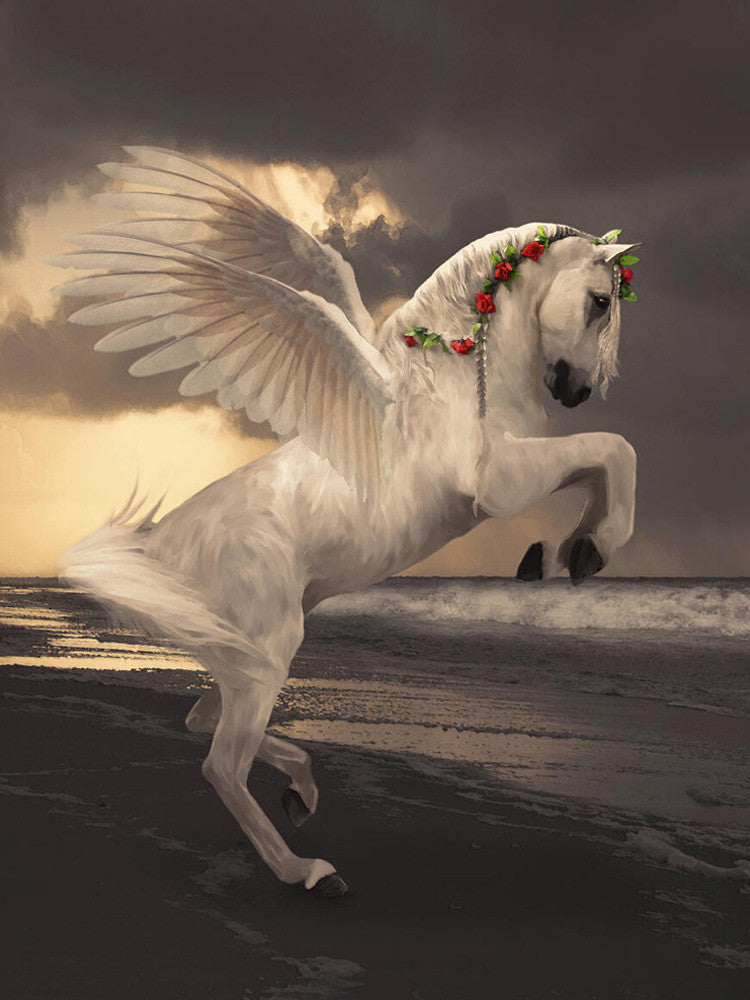 Pegasus With Roses Wall Art Print