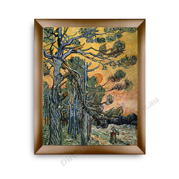 Pine Trees Modern Flat Gold Frame