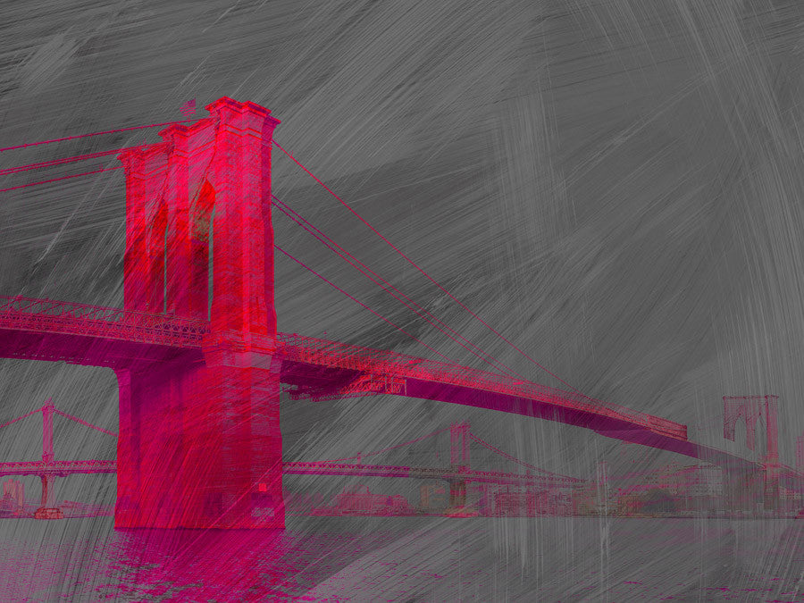 Pink Brooklyn Bridge Wall Art Print