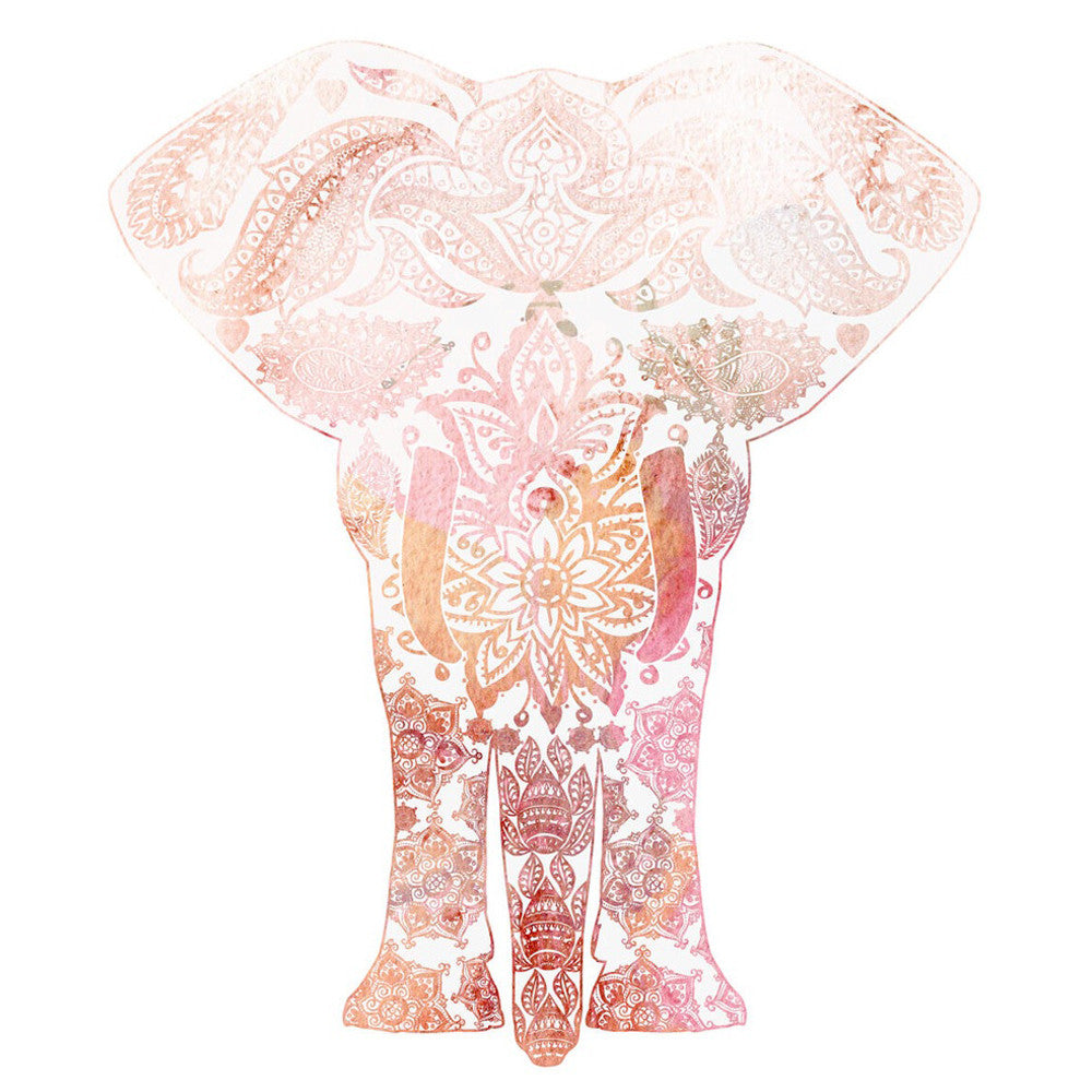 Pink Mandala Elephant Wall Art Print