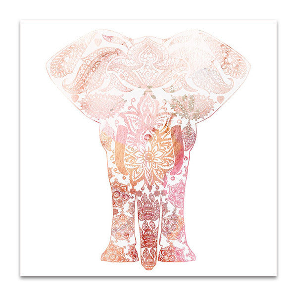 Pink Mandala Elephant Wall Art Print