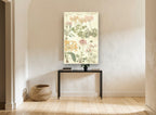 Pelargonium Plate Study floral canvas print on the wall of a hallway