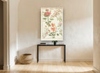 Pelargonium Plate Study floral canvas print on the wall of a hallway
